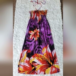 Halter Style Maxi Floral Dress, Size Large-1X